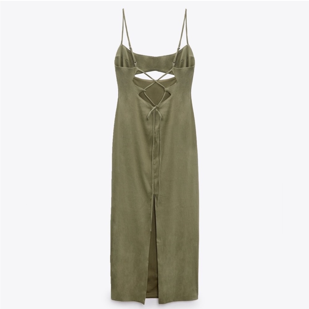 NWT Zara Cut Out Linen Blend Dress - Picture 4 of 13